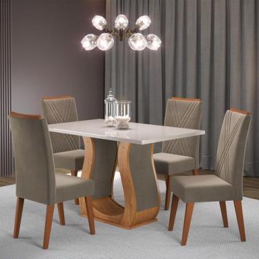Imagem de Mesa de Jantar 4 Lugares Universe com Vidro Mel/Perola/Off White - Vie