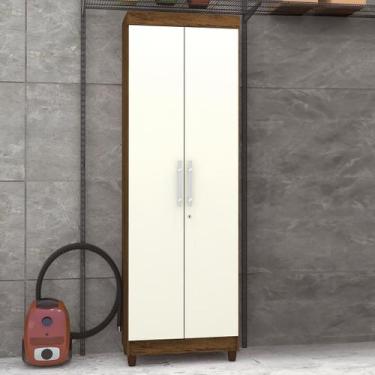 Imagem de Armário Multiuso Malta 2 Portas 5 Prateleiras Imbuia/Champanhe - Panor