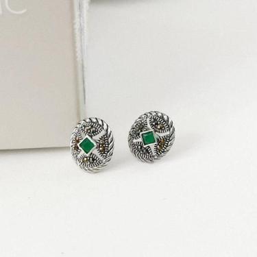 Imagem de Brinco Oval com Pedra Natural Prata 925 - Atraktiva Joias