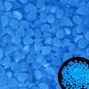 Imagem de Kaiyuan Dynasty Pedras que brilham no escuro, 300 peças de pedras azuis que brilham no escuro, pedras brilhantes para aquário de peixe Betta, aquário, jardim, plantadores, caminhos de paisagismo, decorações de pedrinhas de cascalho que brilham