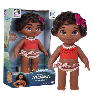 Imagem de Boneca Moana Bebê Em Vinil Macio 36Cm Cotiplás Filme Disney