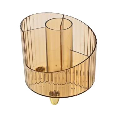 Imagem de Porta Pincel de Maquiagem em Acrílico – Organizador Decorativo com Repartição Larga, Transparente e Resistente para Pincéis, Batons e Acessórios (Dourado)