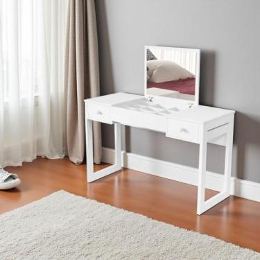 Imagem de Escrivaninha penteadeira com espelho multiuso Luanda Fenix, BRANCO