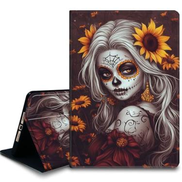 Imagem de Bxgolkgd Capa de tablet para iPad 5ª geração, iPad Pro 11 polegadas (M4) 2024, capa com suporte à prova de choque com dissipação de calor, função despertar/hibernar automática, girassol Dia dos Mortos