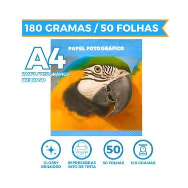 Imagem de Papel Fotográfico A4 Glossy 180g 50 Folhas Masterprit Branco - MASTERP