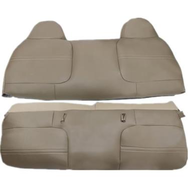 Imagem de GXARTS Tampa de assento de couro de substituição traseira traseira e inferior do banco completo dianteiro bronze compatível com Ford F250 F350 F450 F550 1999 2000 2001 2002