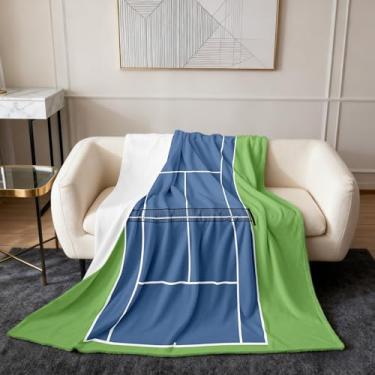 Imagem de Cobertor de flanela esportiva de tênis para crianças e adultos, meninos e homens, jogo de bola ao ar livre, cobertor de pelúcia de flanela respirável 127 x 152 cm, cobertor felpudo de linhas simples