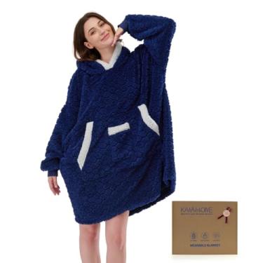 Imagem de KAWAHOME Cobertor com capuz com estampa 3D para mulheres e homens, moletom fofo aconchegante, presentes de aniversário para mamãe namorada, hexágono - azul marinho