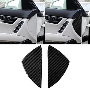 Imagem de UOADA Para Mercedes-Benz C-Class W204 2007-2013 Capa de painel de fibra de carbono macia real com ranhura de porta ranhura de porta de painel adesivo protetor de carro acessórios interiores