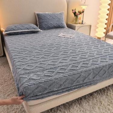 Imagem de Protetor de colchão elástico de veludo macio e fofo para todas as estações, lençol com elástico antiderrapante, respirável, sem ruído, à prova de poeira, colcha antiderrapante - cinza||180 x 200 cm