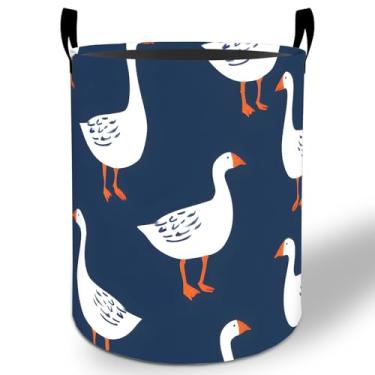 Imagem de Cesto de roupa suja de ganso 50 x 40 cm, balde de armazenamento de roupas Oxford dobrável e impermeável para quarto, banheiro, quarto, berçário, organizador de brinquedos, presentes para crianças