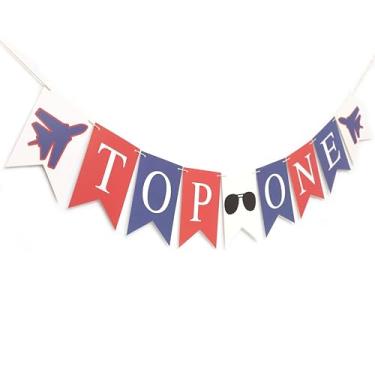 Imagem de Fighter Party Birthday Banner - Airplane Themed Birthday Decor,Top One Theme Party Decorations,Military Graduation, Jet Banner, Pilot Retirement (banner)