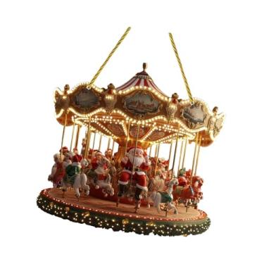 Imagem de Vaveren Decoração de Natal em Acrílico com Papai Noel em Carrossel, Placa Decorativa para Pendurar na, Enfeite de Natal para Pendurar na Parede, Style B