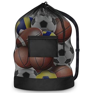 Imagem de Bolsa esportiva extragrande, bolsa de bolas de time de futebol, bolsa de armazenamento de equipamentos esportivos com cordão para basquete, pano de praia e equipamentos de natação