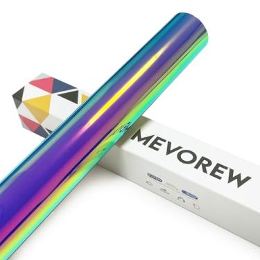 Imagem de MEVOREW Vinil holográfico de transferência de calor azul-roxo 30,5 cm x 1,8 m HTV holográfico para camisas, ferro holográfico em vinil para máquina de prensa térmica, brilho málico, fácil de cortar e