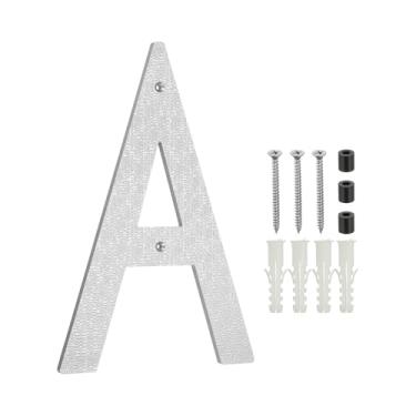 Imagem de PATIKIL Números de casa de 30,5 cm para fora, letra A, textura de plástico ABS, número de casa flutuante, caixa de correio, números de porta com kit de unhas para rua residencial externa, tom prateado
