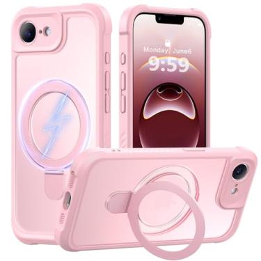 Imagem de MOCCA Capa projetada para iPhone 16e com suporte magnético invisível [proteção total da câmera] [compatível com Magsafe] Capa para celular à prova de choque translúcida fosca à prova de choque 6,1