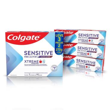 Imagem de Creme Dental Colgate Xtreme Sensitive Pro-Alívio Imediato Caixa 270g com 3 Unidades