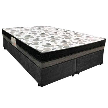 Imagem de Cama Box Casal Suede Bipartido + Colchão Ortobom Iso Dupla Face 60x138x188 Cor:preto
