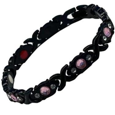 Imagem de Pulseira Magnética Unissex Saúde Equilibrio Pedras Zircônia - Outlet B