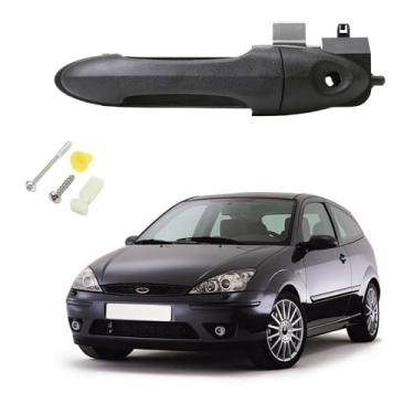 Imagem de Maçaneta externa do lado do motorista dianteiro com orifício para chave – preto liso, compatível com Ford Focus 2000-2007 YS8Z7822404BHA 2T2Z7822404BAPTM 6S43A224A36AC