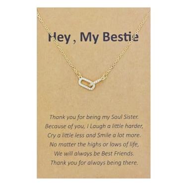 Imagem de Sucanra Colar de amizade, corrente com pingente de estrela do mar, onda e laço de praia, para BFF Sister, 18 inches, Latão, Sem Pedra Preciosa