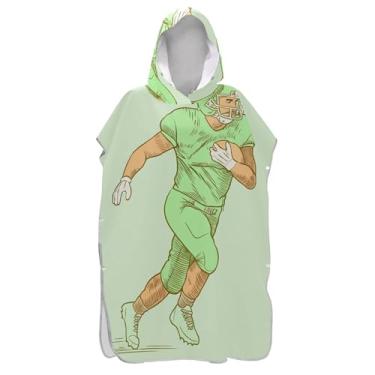 Imagem de Poncho de surfe para adultos trocador de roupa de banho com capuz bonito jogador de futebol americano verde homens mulheres poncho com capuz