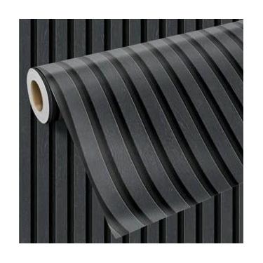 Imagem de Papel de Parede 10 METROS x 45CM Adesivo Autocolante para Sala Quarto Conveniente E Eficiente Elegante E Prático(Ripado Preto)