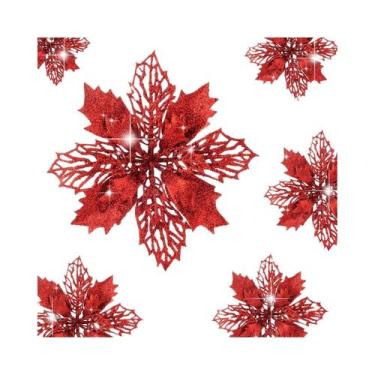 Imagem de Flores Artificiais Vermelhas, 11cm, Flores Falsas, Decoração De Árvore