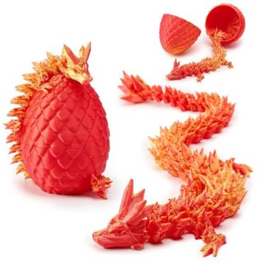 Imagem de Escultura de ovo de dragão impressa em 3D — Ovo de dragão mágico de Páscoa, presente de fantasia exclusivo para colecionadores, enfeite de mesa e parede, vermelho