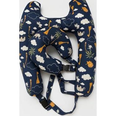 Imagem de Almofada em Formato H com Apoio para Pescoço – Infantil e Adulto – Para Dormir em Viagens e Descanso(Animais marinho)