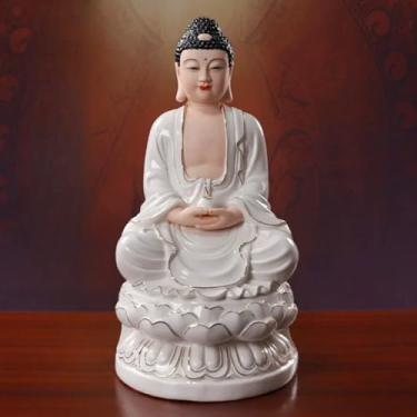 Imagem de FENNYYAR Estátua de Buda de cerâmica Shakyamuni doméstica, 31 cm 31 cm, ofertas de escultura de estátuas de Buda