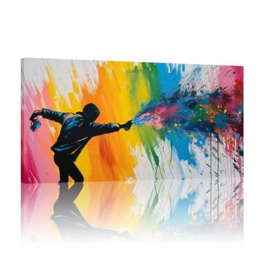 Imagem de Tela de impressão de arte de parede grafite, mural de parede de grafite Banksy, pôster de parede abstrato, impressão de parede de pintura, arte de parede de grafite - (50 x 100 cm) sem moldura 20 x 40