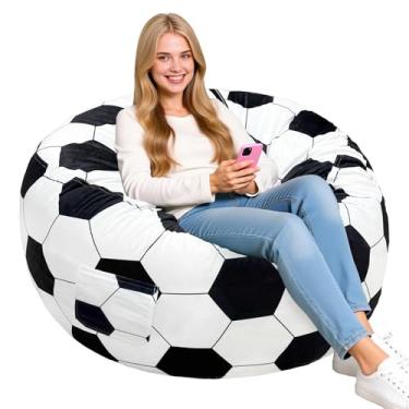 Imagem de Lukeight Cadeira de pufe de futebol com cobertura de veludo removível e preenchida com espuma viscoelástica para crianças, adolescentes e adultos, sofá para jogos, leitura, 2GG