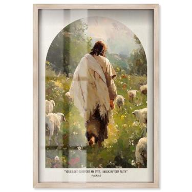 Imagem de Your Steadfast Love Shadowbox Print Jesus Wall Art por Art Remedy, moldura loira, 53 x 78 cm