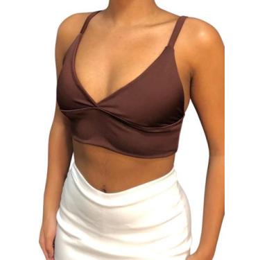 Imagem de Top Cropped Feminino Alcinha Decote Suplex Carioca - Use WM, Marrom, P