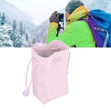 Imagem de Bolsa de Couro PU com Cordão Portátil Organizador Universal para Armazenamento Câmera Instantânea Impressora Filme Digital Mirrorless Proteção e Viage