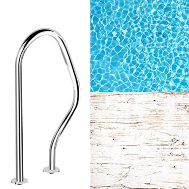 Imagem de Trilhos de piscina 80 cm x 21 cm × 45 cm, trilho de mão antiderrapante de fácil montagem para entrada na piscina, corrimão de piscina humanizado