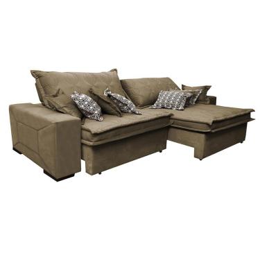 Imagem de Sofá Retrátil E Reclinável 3,12m Com Molas Ensacadas Cama Inbox Supreme Tecido Suede Velusoft Castor