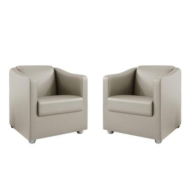 Imagem de Kit 2 Poltronas Decorativa Tilla Corino Bege