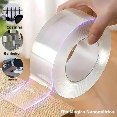 Imagem de Fita Nano Transparente Dupla Face Impermeável Reutilizável Resistente 
