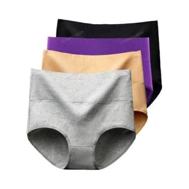 Imagem de Calcinhas De Algodão De Cintura Alta plus Size Para Mulheres, Cuecas M