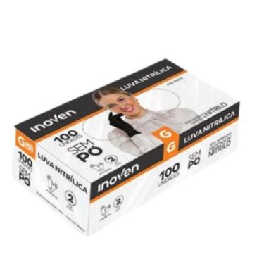 Imagem de Luva Preta Nitrílica Sem Pó 100 Unidades Inoven - P - Medix