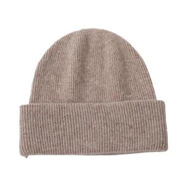 Imagem de Gorro Feminino De Inverno Quente E Macio Em Caxemira Pura, Cor Sólida,