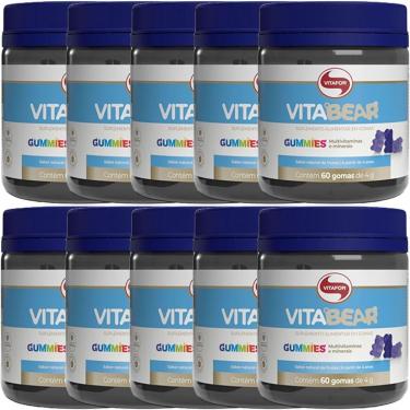 Imagem de Kit 10X Vitabear - 60 Gomas Sabor Natural de Frutas - Vitafor-Masculino