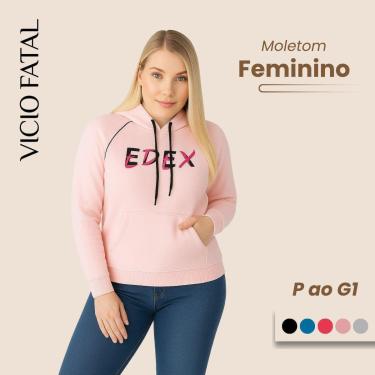 Imagem de Moletom Feminino Canguru com Capuz Estampado Edex Cordão Ajustável-Feminino