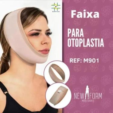 Imagem de Mentoneira Facial Lipo De Papada Otoplastia Orelha Abano Faixa Pós Ope