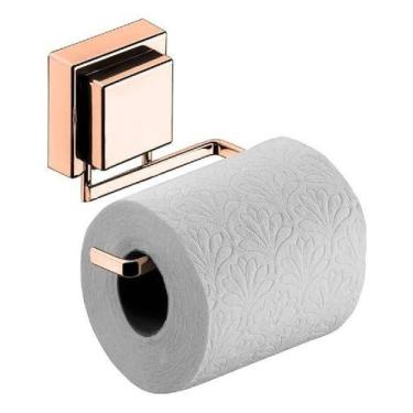 Imagem de Papeleira Papel Higiênico Fixação Ventosa Rose Gold - Future