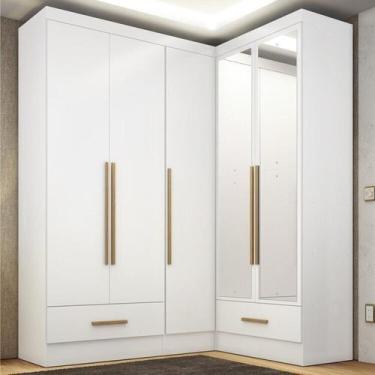 Imagem de Quarto Modulado de Canto 100% MDF 3 Peças 5 Portas 2 Gavetas com Espel