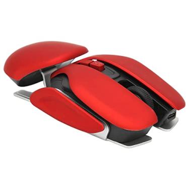 Imagem de Mouse ergonômico para jogos sem fio com DPI 800/1200/1600, moldura automática de 16 vias pular recarregável laptop tablet computador escritório sem fio óptica mouse para jogadores, acessórios de PC (vermelho)